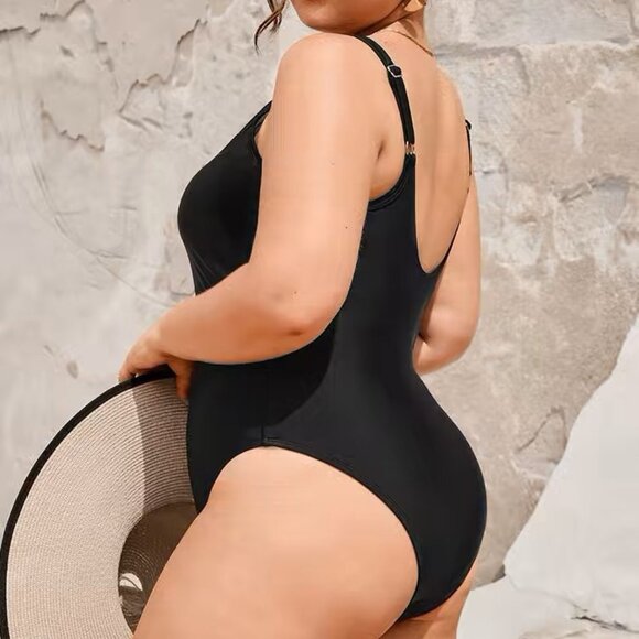 NWT Palm Beach Nights Mesh High Neck Plus Size One Piece Swimsuit - Picture 3 of 4